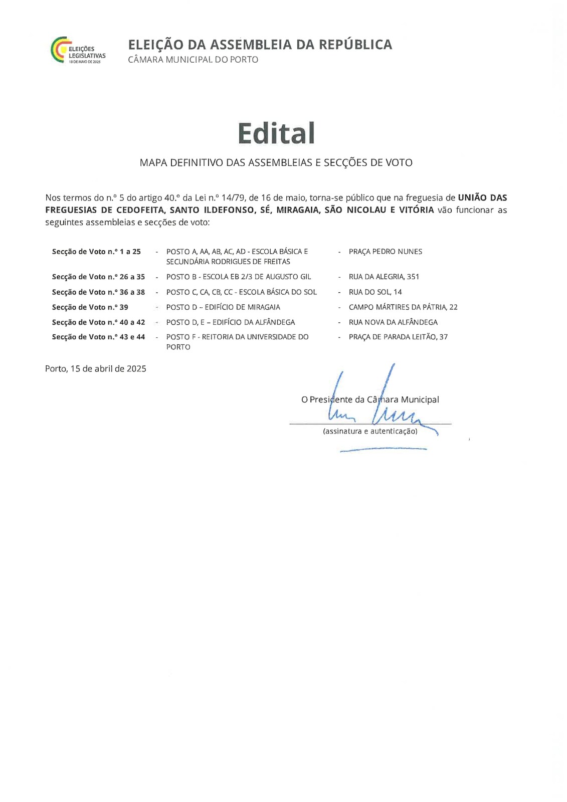 Desdobramento das Assembleias de Voto